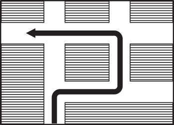 Route to be followed in order to turn left