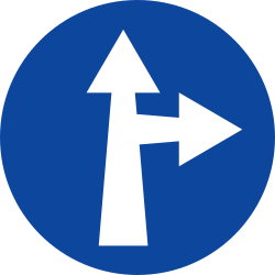 Driving straight ahead or turning right mandatory