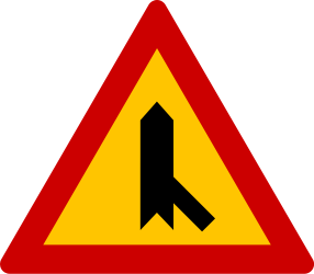 Crossroad with sharp side road on right side