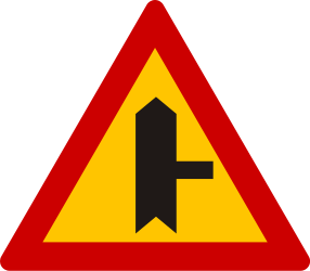 Side road on the right warning