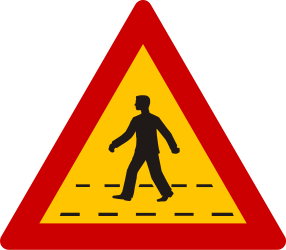 Crossing for pedestrians warning ahead