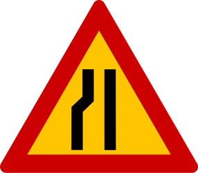 Road narrows on the left
