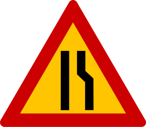 Road gets narrow on the right side