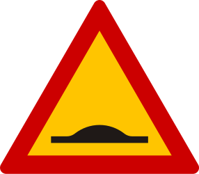 Speed bumps in road