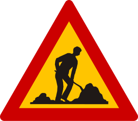 Roadworks ahead warning